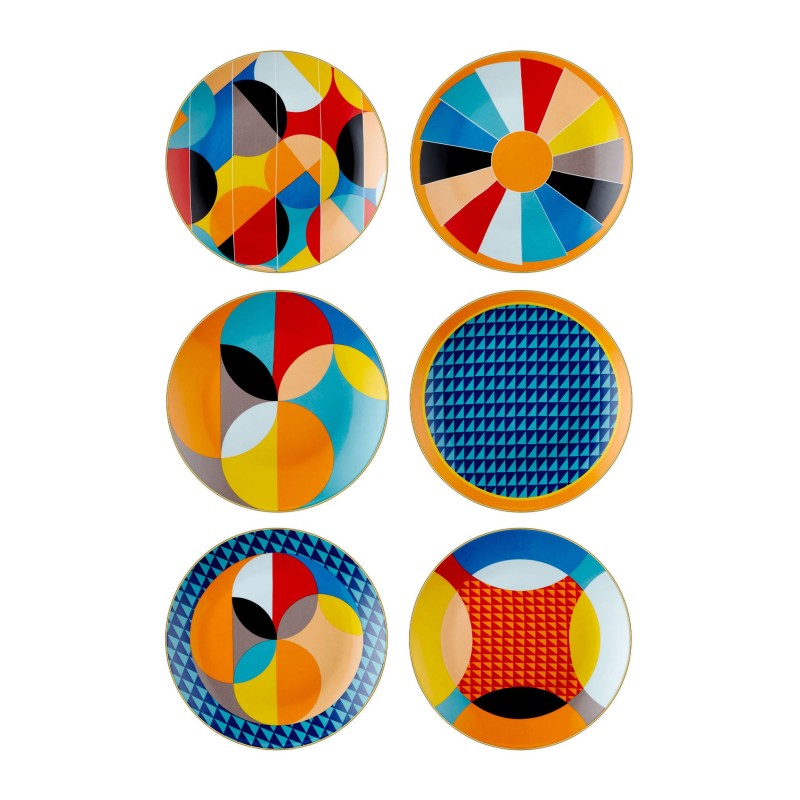 Dessert Plate Set (6 Pieces) DNR0077 Multicolor