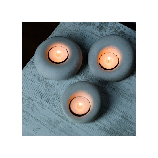 Aberto Design Candlestick Set (3 Pieces) Donut 175 Grey