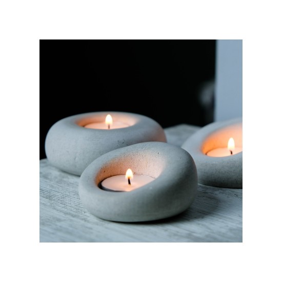 Aberto Design Candlestick Set (3 Pieces) Donut 175 Grey