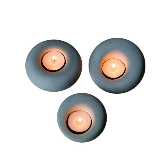 Aberto Design Candlestick Set (3 Pieces) Donut 175 Grey