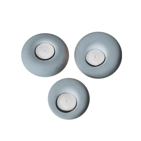 Aberto Design Candlestick Set (3 Pieces) Donut 175 Grey