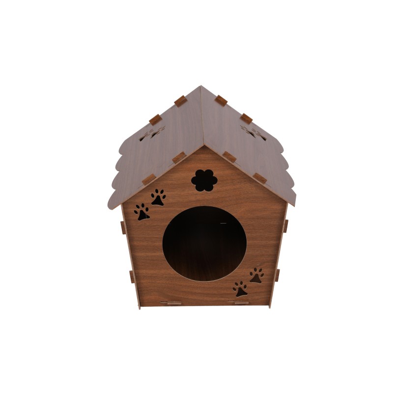 Aberto Design Wooden Cat House 199 Walnut