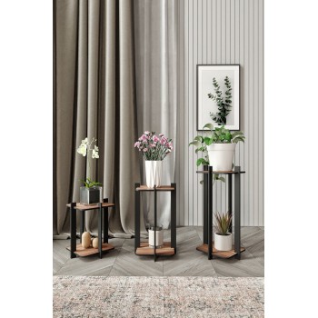 Wooden Plant Stand Flower Desk Square - Walnut Walnut