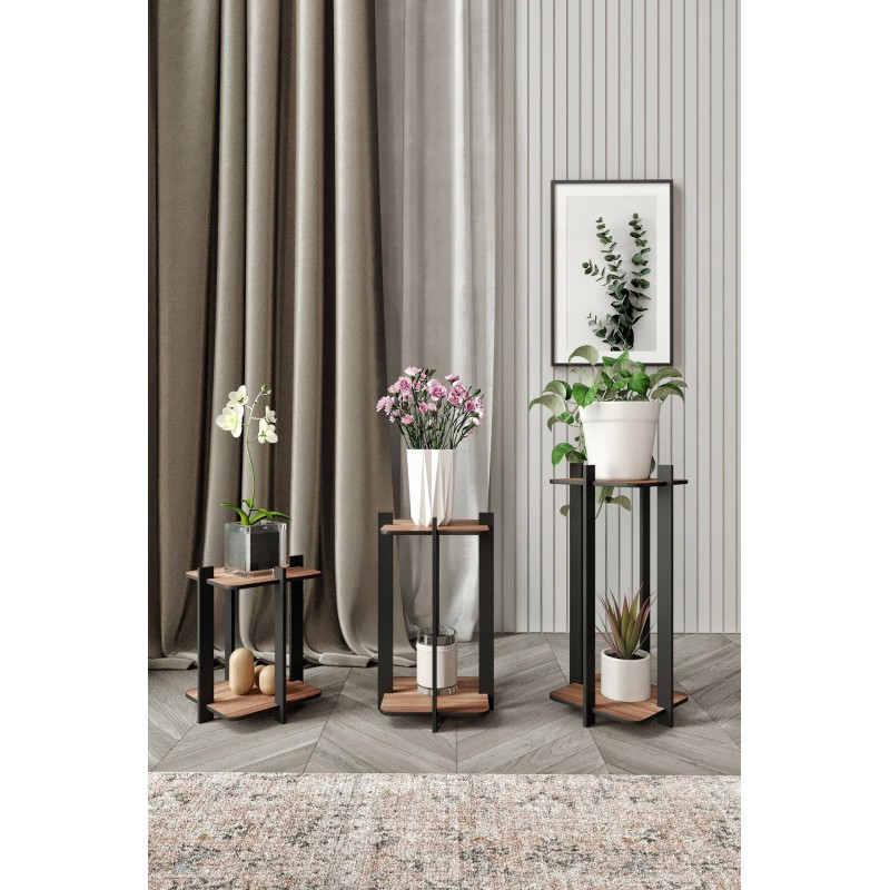 Wooden Plant Stand Flower Desk Square - Walnut Walnut