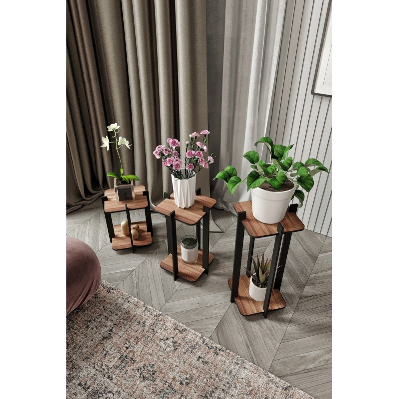 Wooden Plant Stand Flower Desk Square - Walnut Walnut