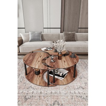 Coffee Table Set Yin Yang 3 70 - Walnut Walnut