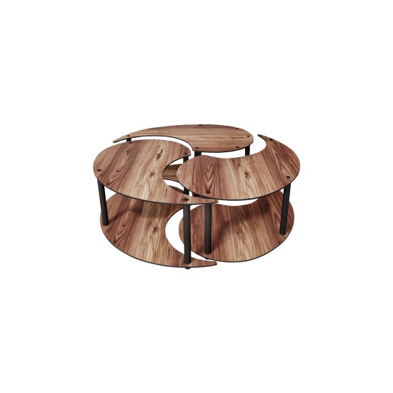 Coffee Table Set Yin Yang 3 70 - Walnut Walnut Coffee Table Set Yin Yang 3 70 - Walnut Walnut