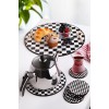 Wooden Tray & Glass Mat Set (8 Pieces) PLT0230 Black
White