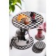 Wooden Tray & Glass Mat Set (8 Pieces) PLT0230 Black
White