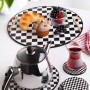 Wooden Tray & Glass Mat Set (8 Pieces) PLT0230 Black
White