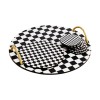 Wooden Tray & Glass Mat Set (8 Pieces) PLT0230 Black
White