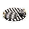 Hermia Wooden Tray & Glass Mat Set (8 Pieces) PLT0231 Black
White