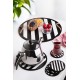 Hermia Wooden Tray & Glass Mat Set (8 Pieces) PLT0231 Black
White
