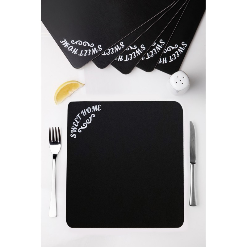Wooden Table Mat Set (6 Pieces) PLT0193 Black