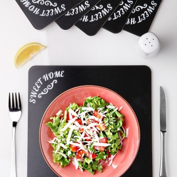 Wooden Table Mat Set (6 Pieces) PLT0193 Black