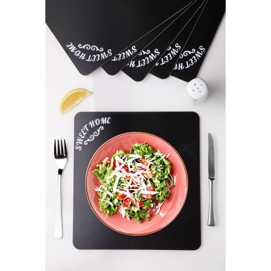 Wooden Table Mat Set (6 Pieces) PLT0193 Black Wooden Table Mat Set (6 Pieces) PLT0193 Black