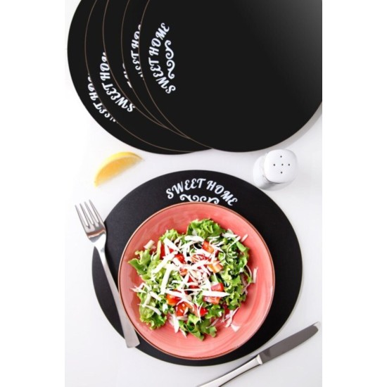 Hermia Wooden Table Mat Set (6 Pieces) PLT0129 Black