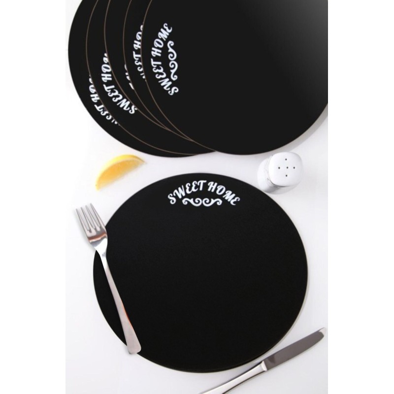 Hermia Wooden Table Mat Set (6 Pieces) PLT0129 Black