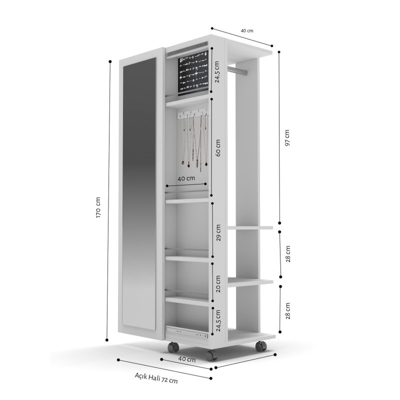 Jewellery Cabinet Mirvela Atlantic Pine
White