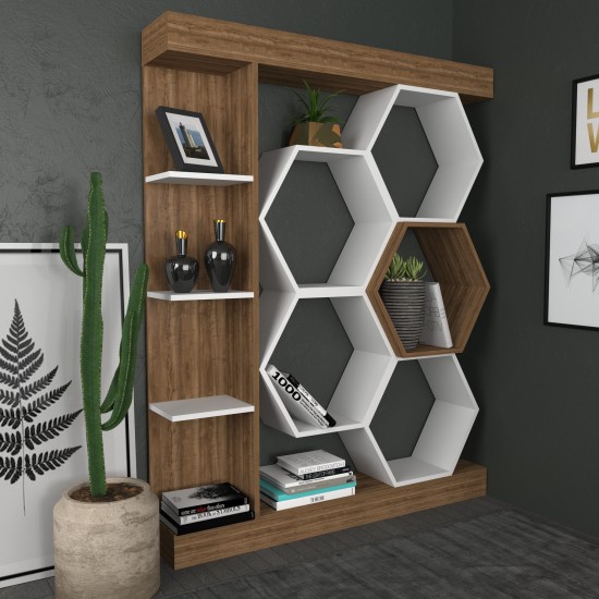 Βιβλιοθήκη - Sueno - Χρώμα Λευκό Καρυδί - 140x30x178εκ Βιβλιοθήκη - Sueno - Χρώμα Λευκό Καρυδί - 140x30x178εκ
