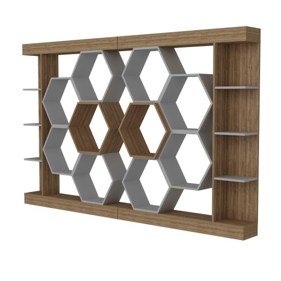Βιβλιοθήκη - Sueno - Χρώμα Λευκό Καρυδί - 140x30x178εκ Βιβλιοθήκη - Sueno - Χρώμα Λευκό Καρυδί - 140x30x178εκ