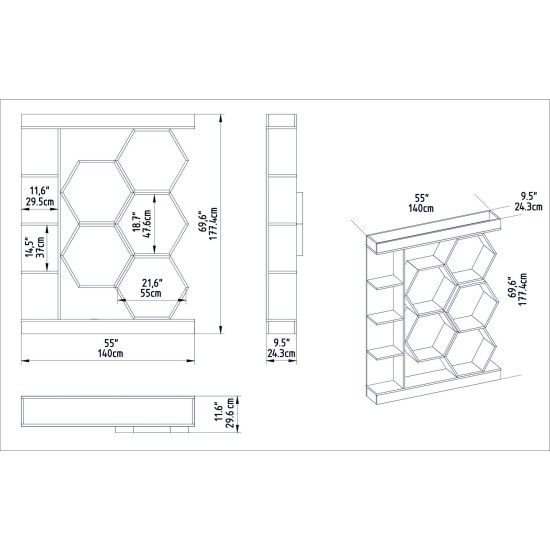 Βιβλιοθήκη - Sueno - Χρώμα Λευκό Καρυδί - 140x30x178εκ Βιβλιοθήκη - Sueno - Χρώμα Λευκό Καρυδί - 140x30x178εκ