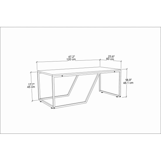 Τραπέζι Σαλονιού Wendy - Χρώμα Λευκό & Χρυσό - 120x60x48εκ