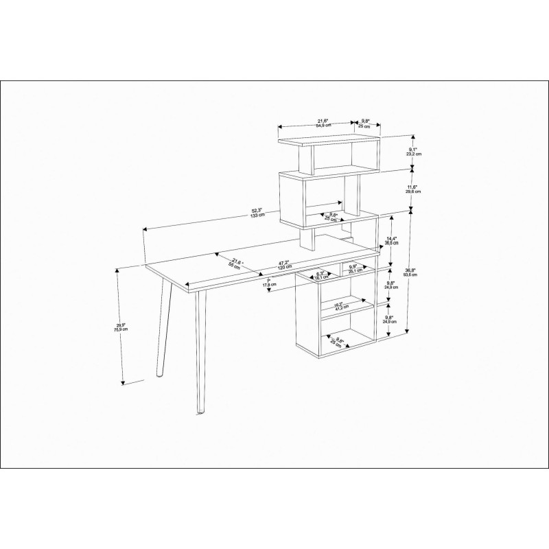 Study Desk Vina - White White