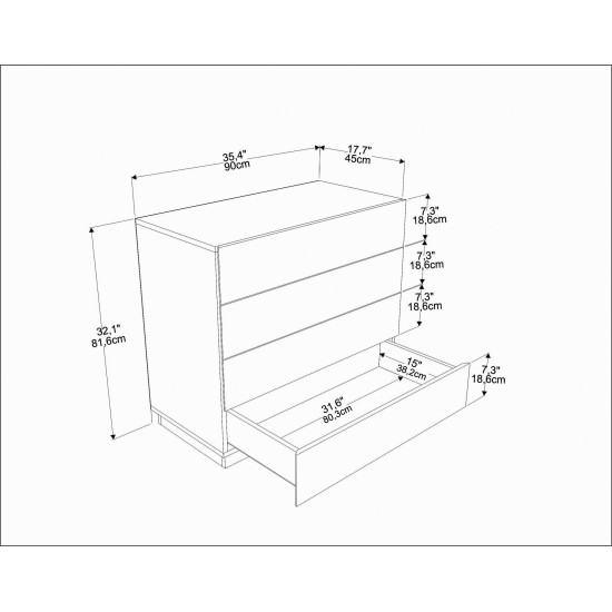 Dresser Lines - White White Hanah Home Dresser Lines - White White