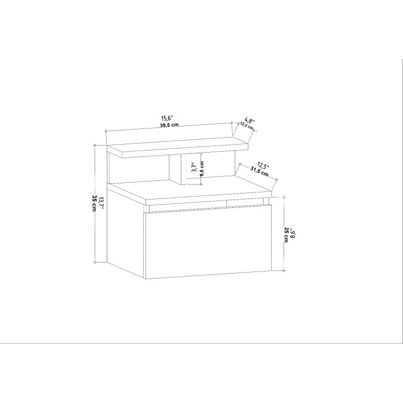 Κομοδίνο Alice - Χρώμα Ανθρακί - 39,8x31,9x35εκ