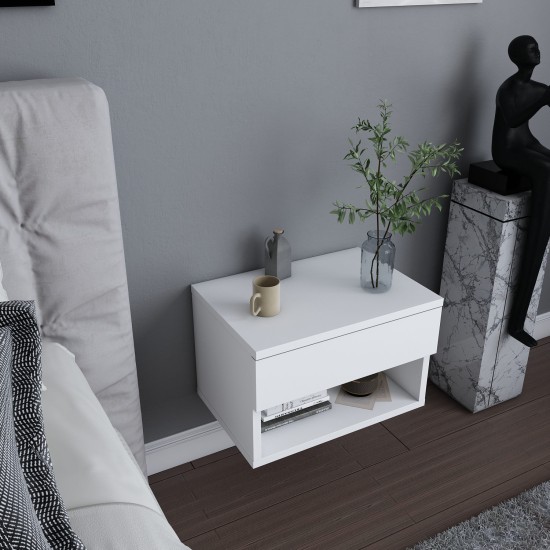 Nightstand Jamot - White White Hanah Home Nightstand Jamot - White White