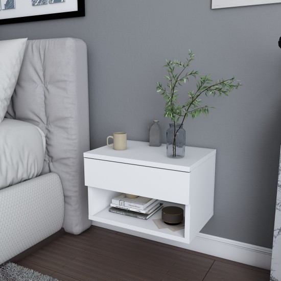 Nightstand Jamot - White White Hanah Home Nightstand Jamot - White White