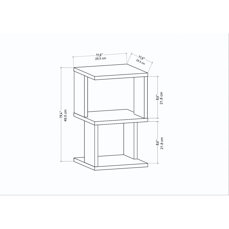 Κομοδίνο Carter - Χρώμα Δρυς Λευκό - 29,6x29,6x49x4εκ