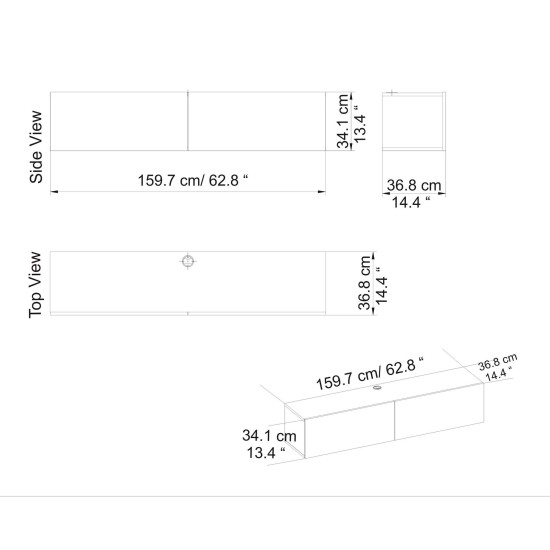 TV Stand Poling - White White TV Stand Poling - White White