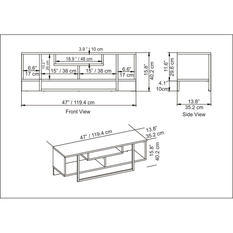 Έπιπλο Τηλεόρασης - Asal - Χρώμα Μαύρο Χρυσό -120x35x40εκ