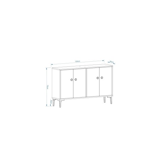 Μπουφές - Cria - Χρώμα Sapphire Δρυς - 120x75x30εκ