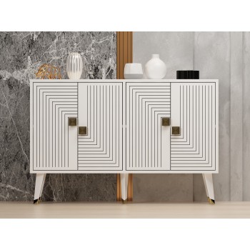 Console Ahart - White, Gold White
Gold