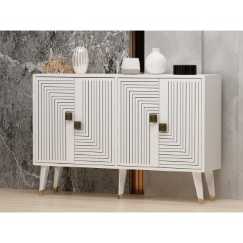 Console Ahart - White, Gold White
Gold