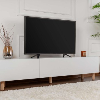 Έπιπλο Τηλεόρασης - Alvin - Χρώμα Λευκό - 180x31,4x42εκ