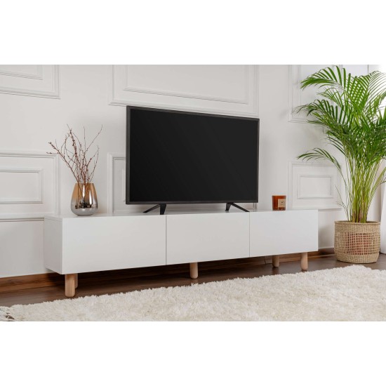 Έπιπλο Τηλεόρασης - Alvin - Χρώμα Λευκό - 180x31,4x42εκ Έπιπλο Τηλεόρασης - Alvin - Χρώμα Λευκό - 180x31,4x42εκ