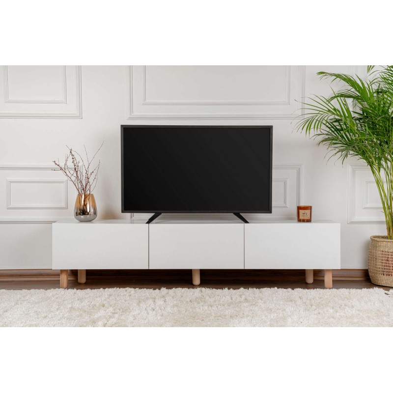 Έπιπλο Τηλεόρασης - Alvin - Χρώμα Λευκό - 180x31,4x42εκ