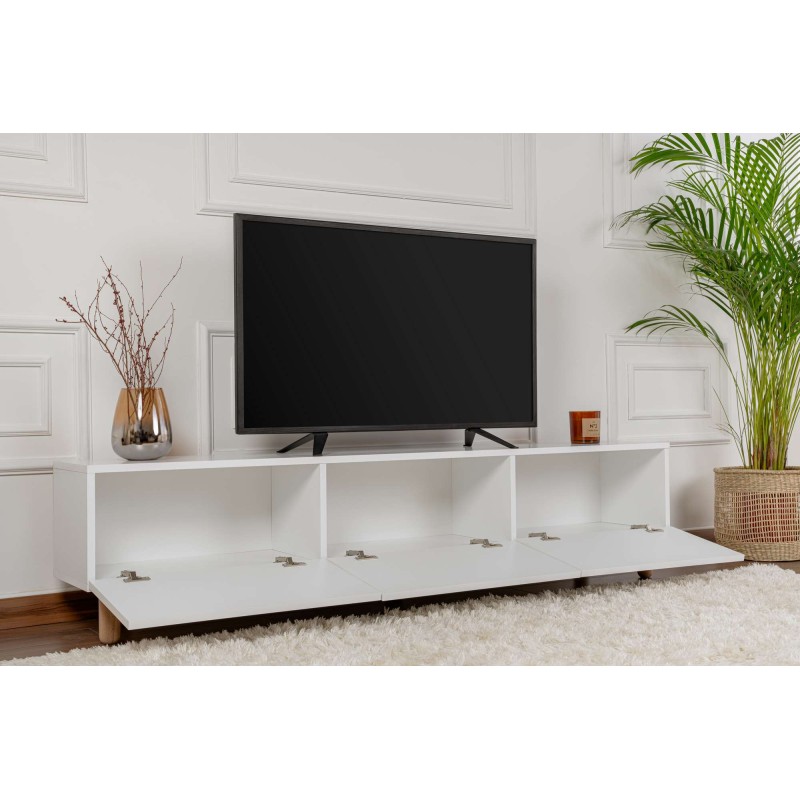 Έπιπλο Τηλεόρασης - Alvin - Χρώμα Λευκό - 180x31,4x42εκ