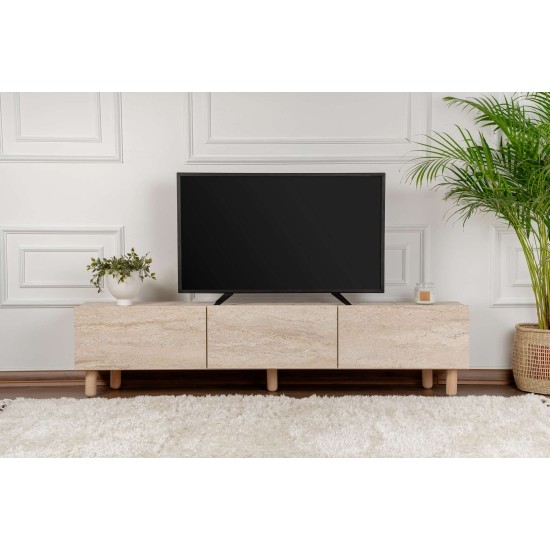 Έπιπλο Τηλεόρασης - Alvin - Χρώμα Τραβερτίνη - 180x31,4x42εκ