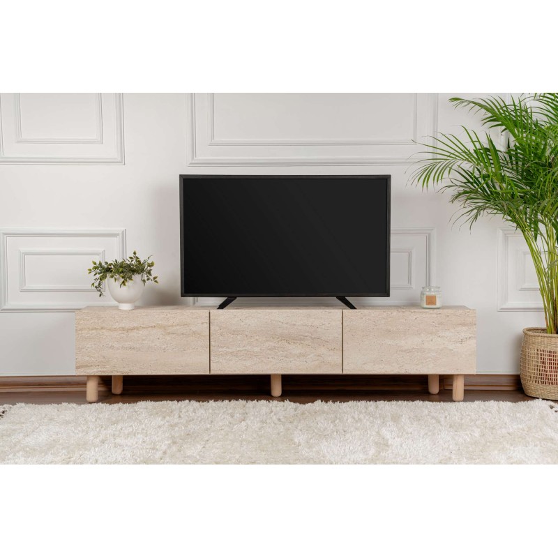 Έπιπλο Τηλεόρασης - Alvin - Χρώμα Τραβερτίνη - 180x31,4x42εκ