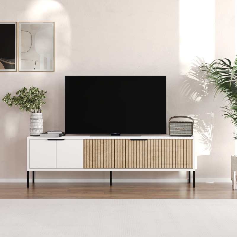 TV Stand Noah - White, Rattan White
Rattan