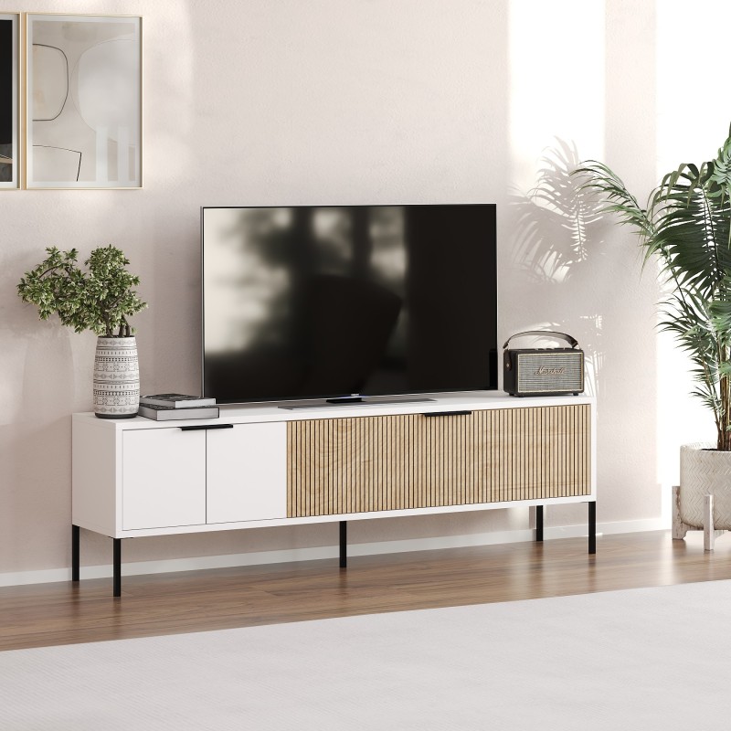 TV Stand Noah - White, Rattan White
Rattan