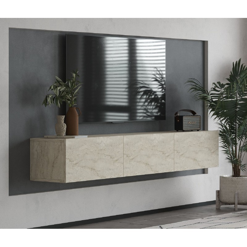 Έπιπλο Τηλεόρασης - Alfa - Χρώμα Τραβερτίνη - 180x31,4x28,6εκ