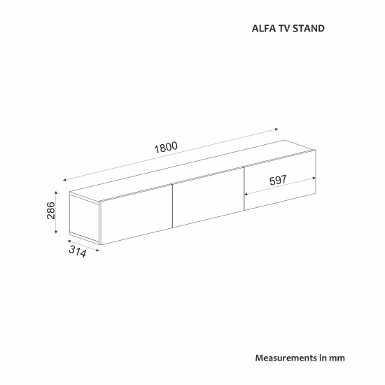 Έπιπλο Τηλεόρασης - Alfa - Χρώμα Τραβερτίνη - 180x31,4x28,6εκ Έπιπλο Τηλεόρασης - Alfa - Χρώμα Τραβερτίνη - 180x31,4x28,6εκ