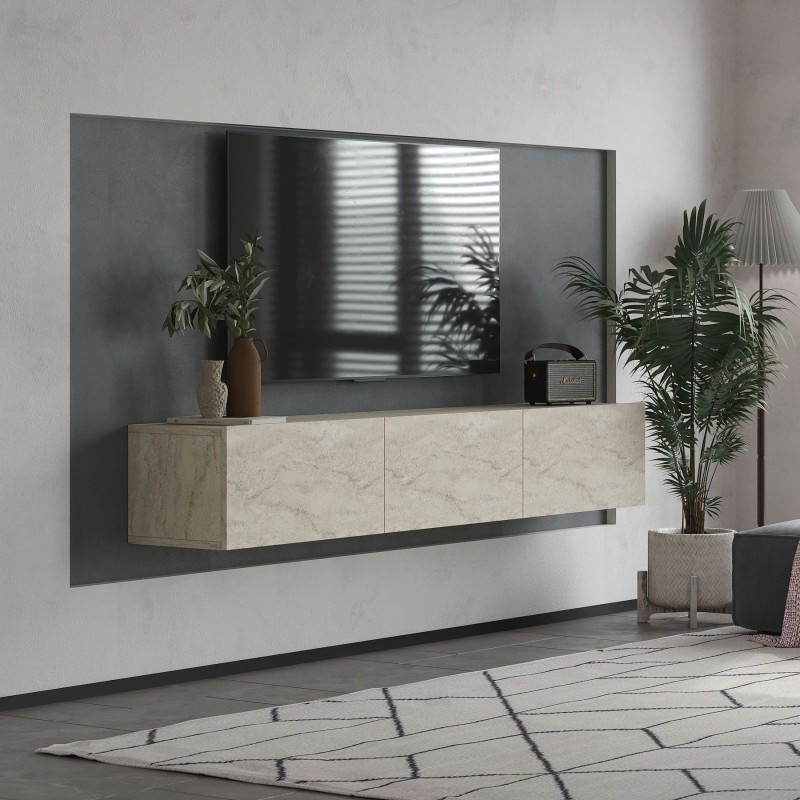 Έπιπλο Τηλεόρασης - Alfa - Χρώμα Τραβερτίνη - 180x31,4x28,6εκ