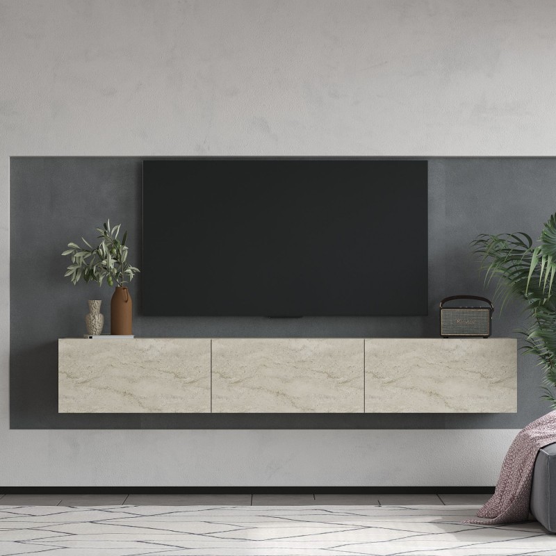 Έπιπλο Τηλεόρασης - Alfa - Χρώμα Τραβερτίνη - 180x31,4x28,6εκ